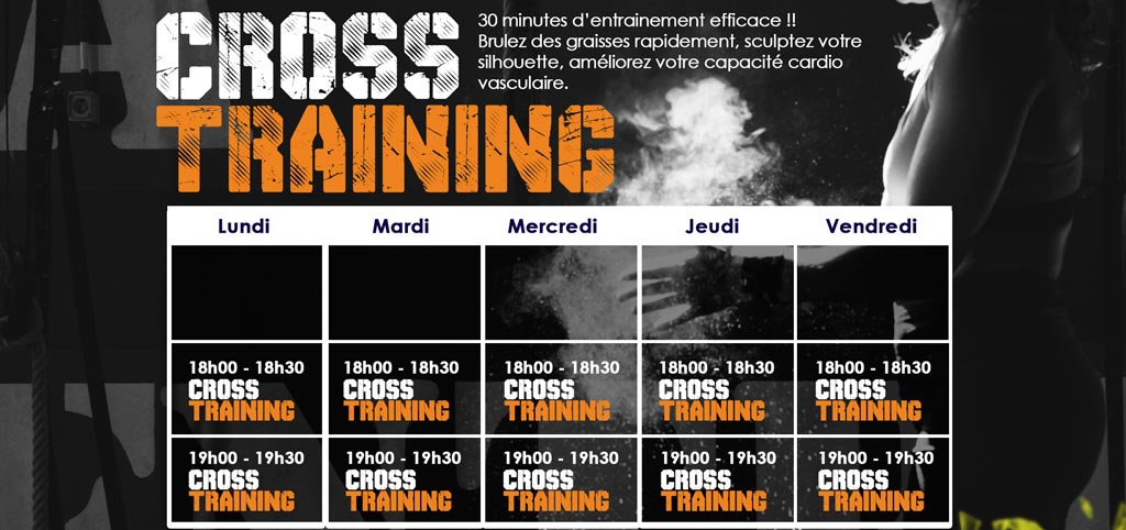 Lire la suite à propos de l’article NOUVEAU : Cours de CROSS TRAINING !